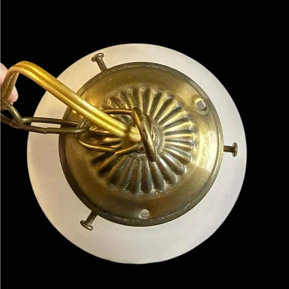 VTG 6 Inch Globe Hanging Lamp MCM Frosted Glass Floral With On-Off Switch WORKS - Picture 8 of 10